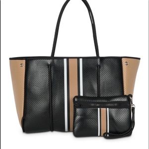 Haute Shore Tote and 2 pouches. Like new.  Black and Tan